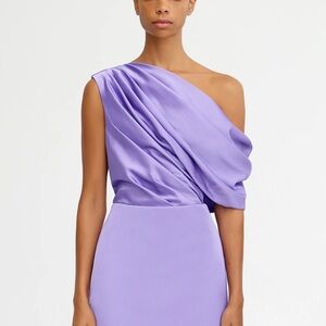 Chic One-Shoulder Lavender Dress- Adriana